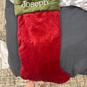 Pottery Barn personalized Red and Green Holiday Stocking - JOSEPH